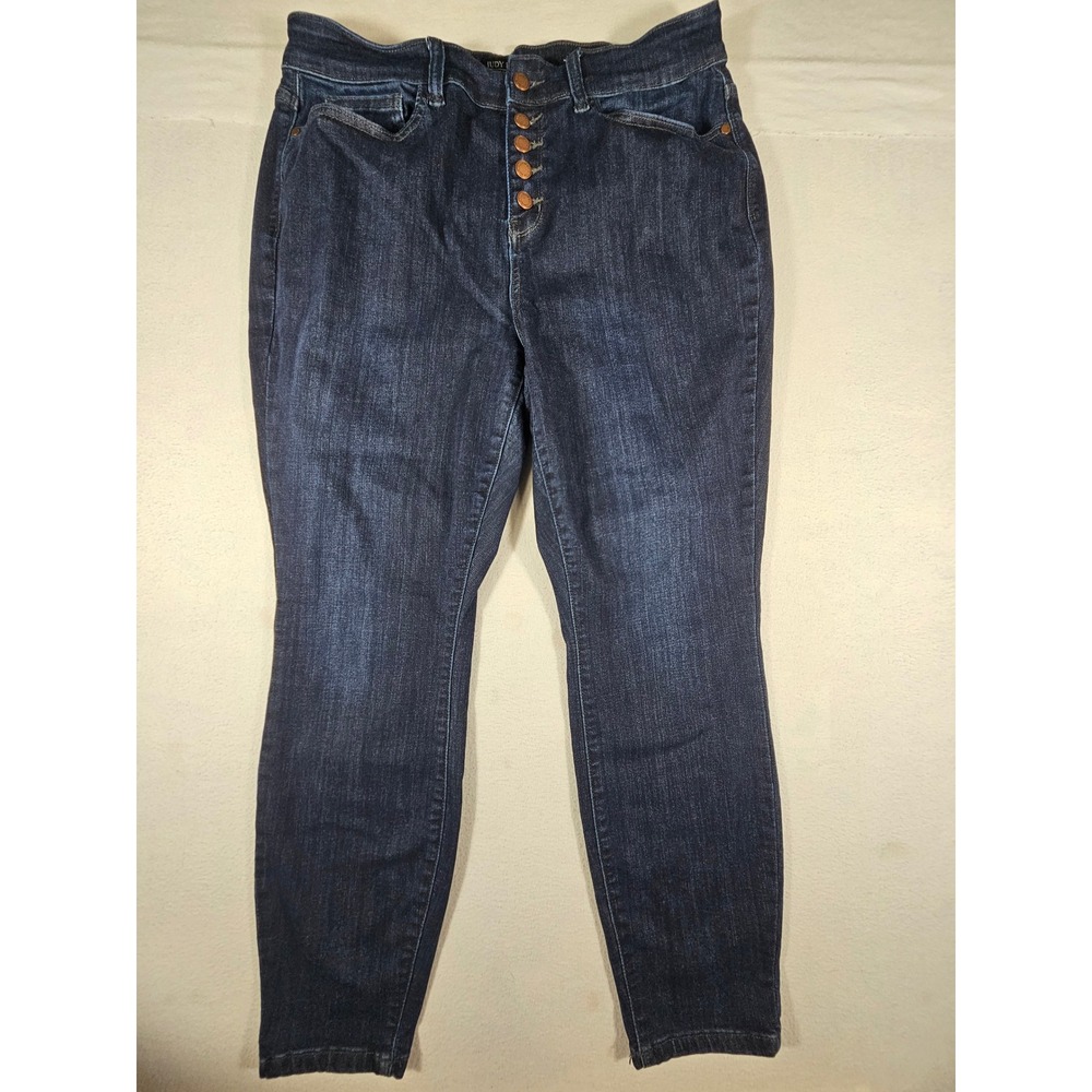 Judy Blue‎ Skinny Jeans 16W Dark Wash High Rise Button Fly Stretch Womens